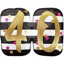 Balon Hel Folia 40 lat Happy Birthday Pink&gold