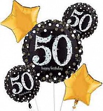 Balon Hel Folia zestaw 5 sztuk 50 urodziny