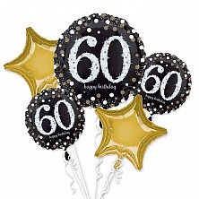 Balon Hel Folia 5sztuk zestaw 60 Urodziny