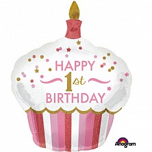 Balon Hel Folia Happy Birthday ''1'' Girl 91cm Anagram