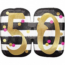 Balon Hel Folia 50 lat Happy Birthday Pink&gold