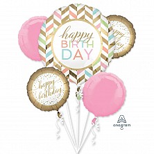 Balon Folia Hel Happy BIRTHDAY Bukiet Anagram