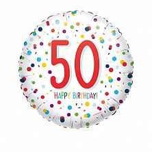 Balon Hel Folia 50 Urodziny Biały 45 CM ANAGRAM