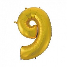 Balon Foliowy hel 9 Złoty Matowy 92cm