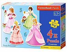 4x1 Puzzle Konturowe Pretty Princesses