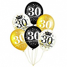 Balony 6 Szt 30 Urodziny Mix L&h Hel