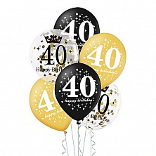 Balony 40 Urodziny Lateks 6 Sztuk