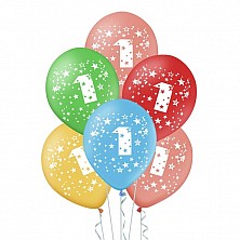 Balon lateks 1 Urodziny 5 Sztuk mix