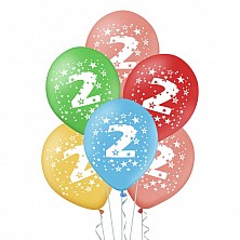 Balony lateks 2 Urodziny 5 sztuk Mix Kolor