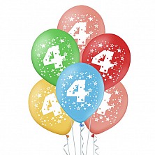 Balony lateks 4 Urodziny Mix 5 sztuk Kolor