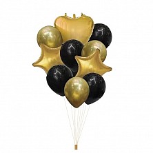Balon Bukiet Lateks/aluminium 10 Sztuk Gold/Black