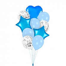 Balon Mix Bukiet Lateks aluminium niebieski 10 Sztuk