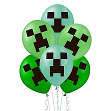 Balon lateksowe Minecraft Gamingowe Zielone 12 Sztuk