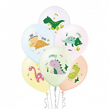 Balon Dinozaury Pastelowe Lateks 6 Sztuk