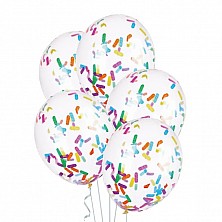 Balon Urodziny Konfetti Transparentne 5 Sztuk