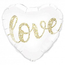Balon Hel Folia Serce Białe Love 45cm