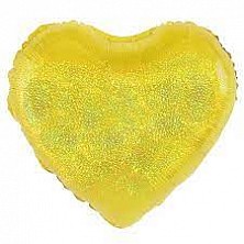 Balon Serce Złoto Hologram 45cm Hel