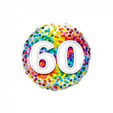Balon Foliowy 45 cm 60 urodziny nadruk Confetti